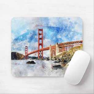 Golden Gate Bridge Wasserfarbe in San Francisco Mousepad