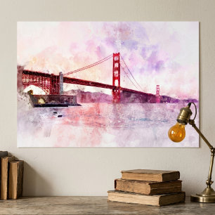 Golden Gate Bridge Wasserfarbe in San Francisco Poster