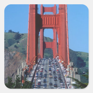 Golden Gate Brücke und San Francisco Bay Quadratischer Aufkleber