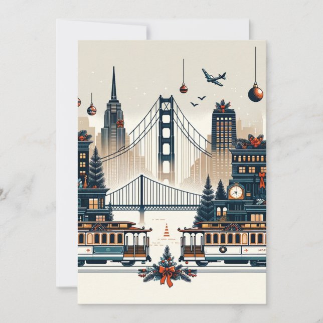 Golden Gate Holiday Magic San Francisco Weihnachte Einladung (Vorderseite)