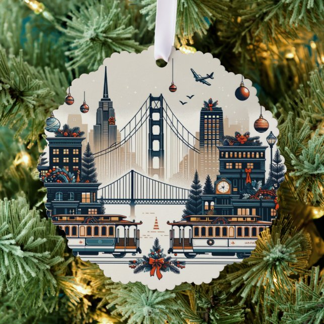 Golden Gate Holiday Magic San Francisco Weihnachte Ornament Karte (Insitu (Baum))