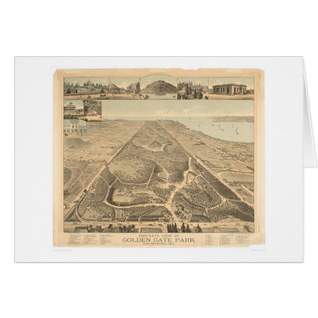 Golden Gate Park panoramische Karte 1892 (0644A) (Vorderseite (Horizontal))