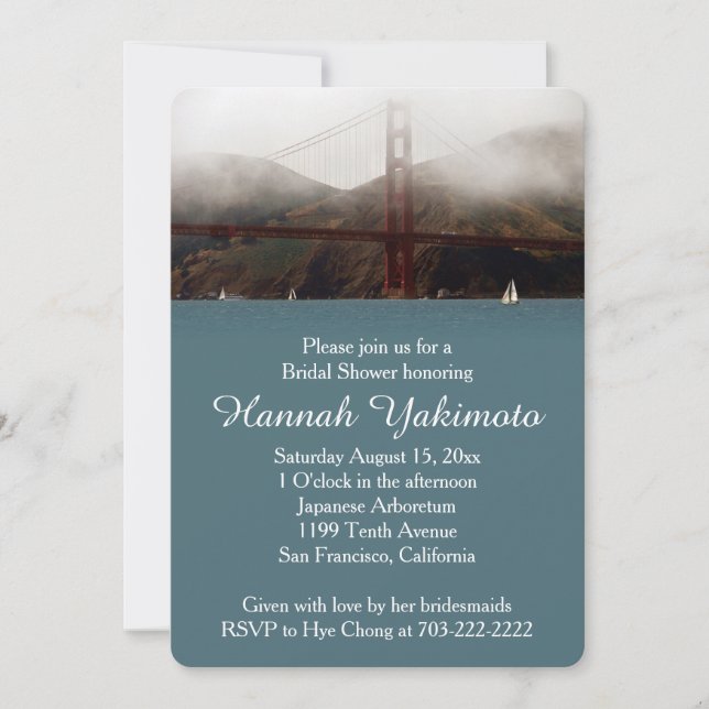 Golden Gate San Francisco Bridal Dusche Einladung (Vorderseite)