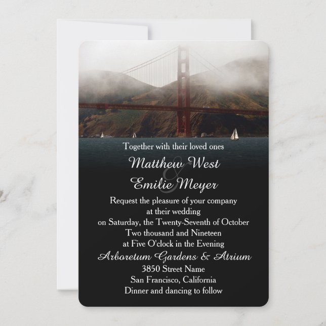 Golden Gate-San Francisco Hochzeits-Einladung Einladung (Vorderseite)