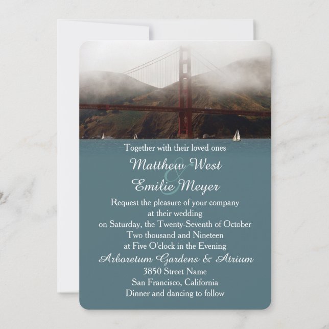 Golden Gate-San Francisco Hochzeits-Einladung Einladung (Vorderseite)