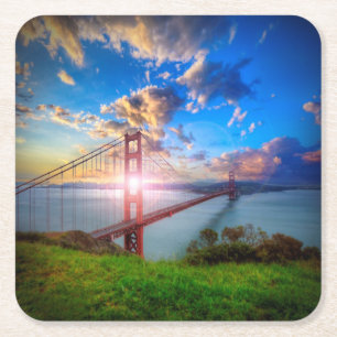 Golden Gate-Sonnenaufgang Rechteckiger Pappuntersetzer
