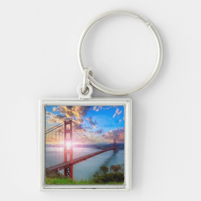 Golden Gate-Sonnenaufgang Schlüsselanhänger (Vorne)