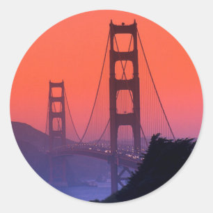 Golden Gate Sunset Runder Aufkleber