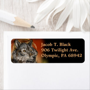 Golden Gaze Wolf Étiquette personnalisé