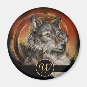 Golden Gaze Wolf Magnet