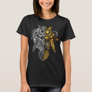Golden gegen weiße Eulen-Illustration T-Shirt
