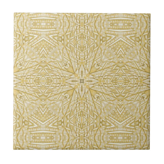 Golden gelben Stern geometrisches Design Fliese (Vorderseite)