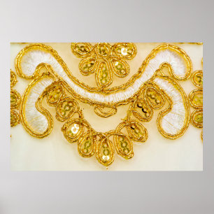 Golden gelber Spitzenstreifen. Hintergrundtextur, Poster