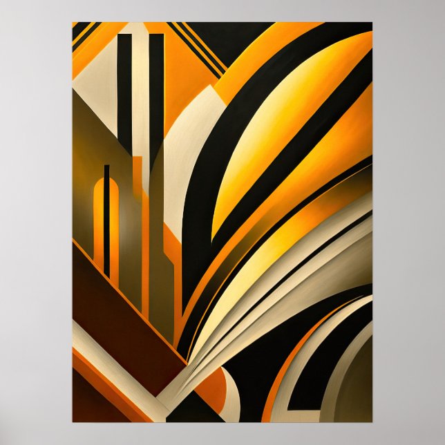 Golden Geometric Abstrakt Art Poster (Vorne)