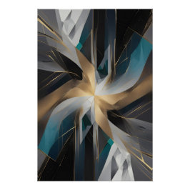 Golden Geometric Aurora Poster