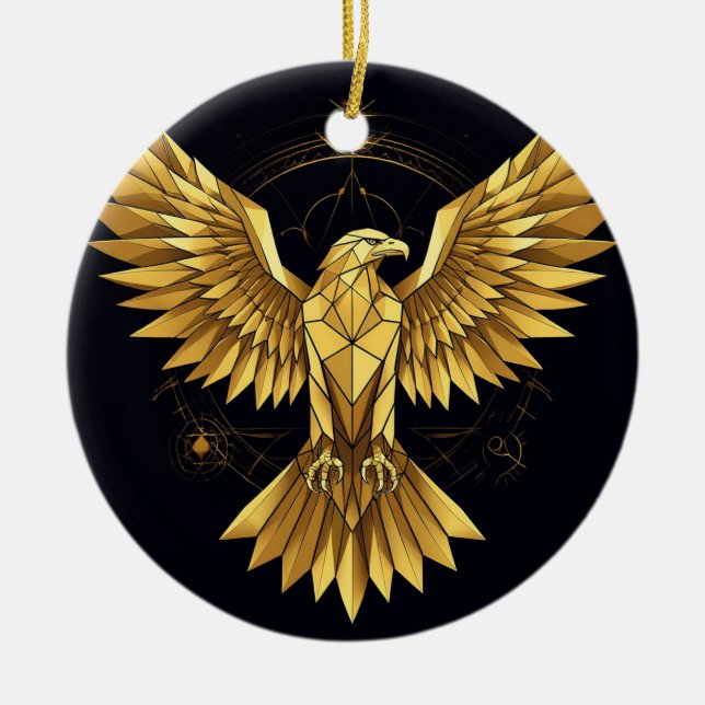 Golden Geometric Eagle Keramik Ornament (Vorne)