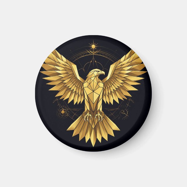 Golden Geometric Eagle Magnet (Vorne)