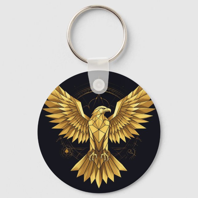 Golden Geometric Eagle Schlüsselanhänger (Vorderseite)