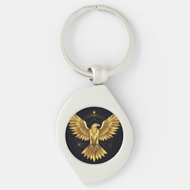 Golden Geometric Eagle Schlüsselanhänger (Vorderseite)