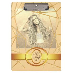 Golden Geometric Girl Fashion Modern Elegant #7 Klemmbrett