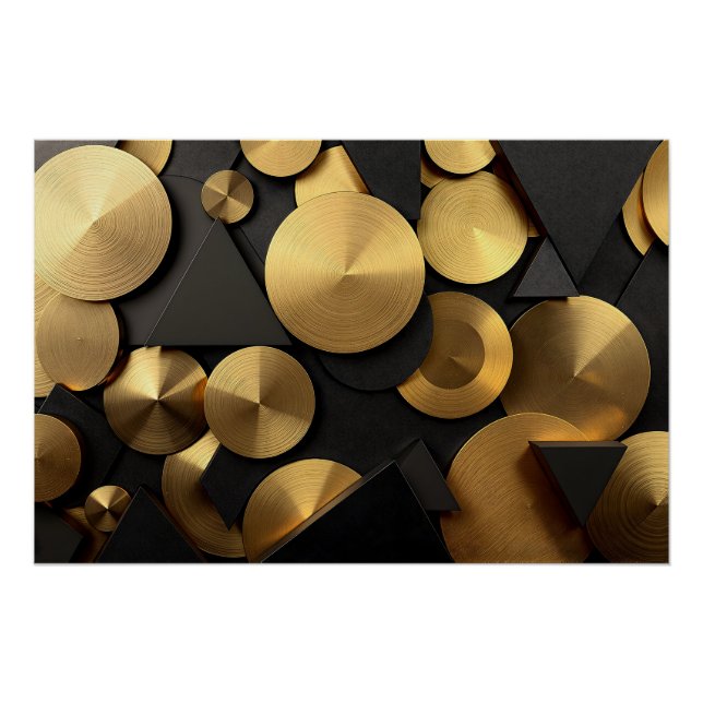 Golden Geometric Luxury Abstrakt Poster (Vorderseite)