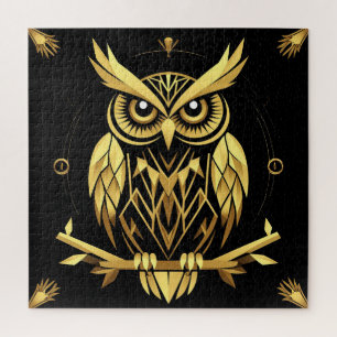 Golden Geometric Owl Illustration