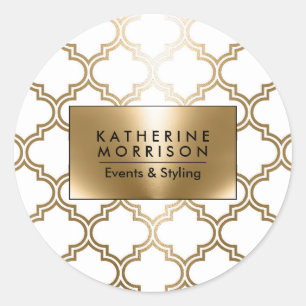 Golden Geometric Quatrefolie Runder Aufkleber