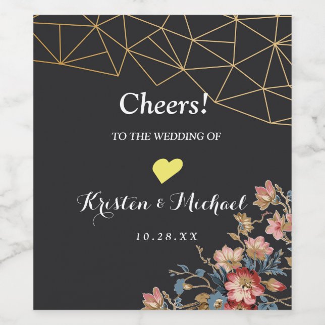 Golden Geometric Weinetikett (Einzelnes Label)