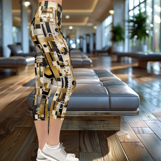 Golden Geometrie: Modernes Abstraktes Muster Capri Leggings (Von Creator hochgeladen)