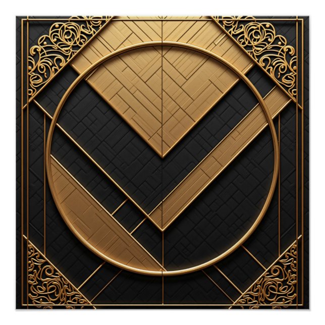 Golden Geometry Glossy Poster (Vorderseite)