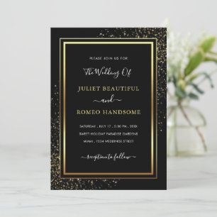 Golden Gerahmt Black Gold Moderne Hochzeit Einladu