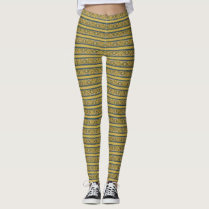 Golden gestreiftes dekoratives Muster Leggings