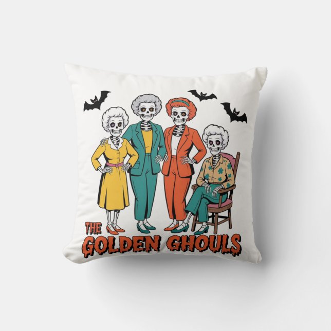 Golden Ghouls Girls' Halloween Kissen (Vorderseite)