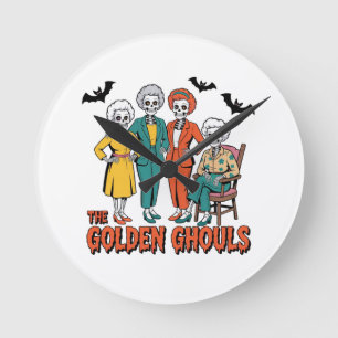 Golden Ghouls Girls' Halloween Runde Wanduhr