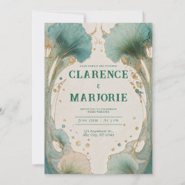 Golden Ginkgo Art Nouveau Wedding Einladung