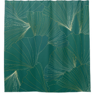Golden Ginkgo Blätter Art Deco Duschvorhang