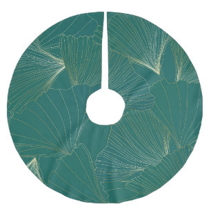 Golden Ginkgo Blätter Art Deco Polyester Weihnachtsbaumdecke