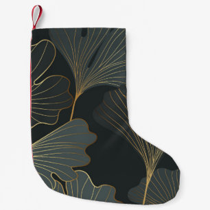 Golden Ginkgo: Luxuriöser floraler Deko. Kleiner Weihnachtsstrumpf