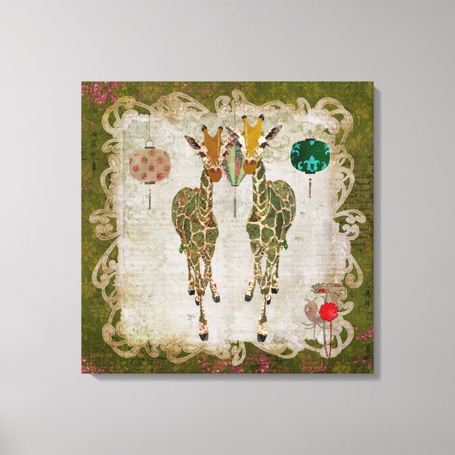 Golden Giraffen Olive Twilight Leinwand (Vorderseite)