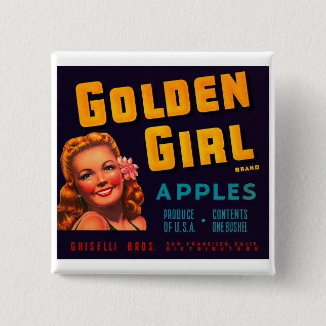 Golden Girl Äpfel Button (Vorderseite)