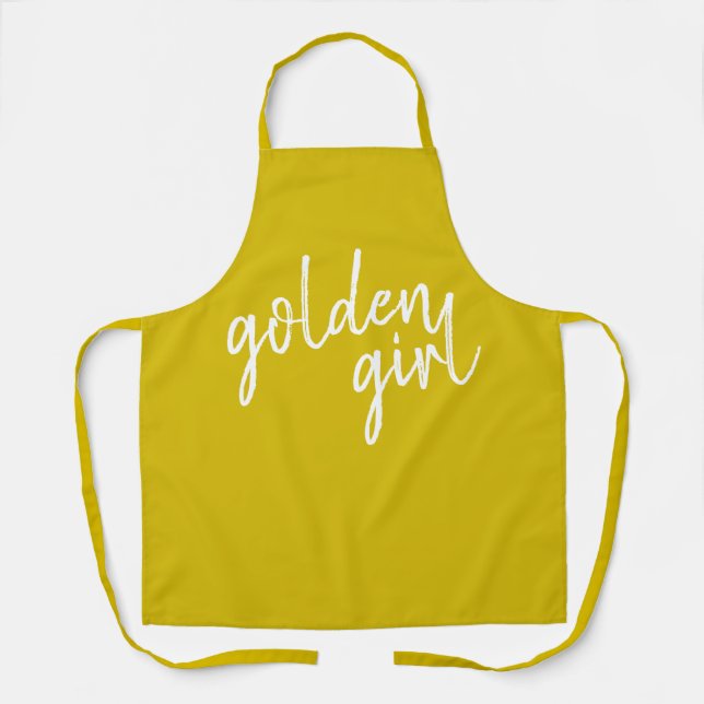 Golden Girl | Modern Gold Script Schürze (Vorderseite)
