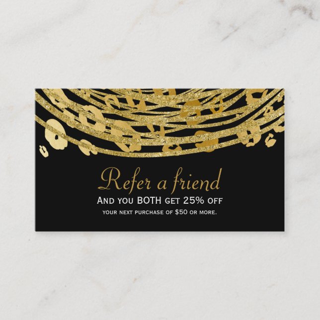 Golden Glam Cheetah Print Exotic Angebot a Friend Empfehlungskarte (Vorderseite)