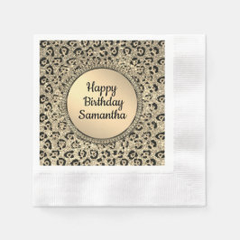 Golden Glam Leopard Print Birthday Serviette