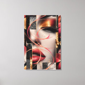 Golden Glamour Woman Collage Art Leinwanddruck