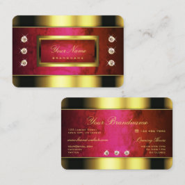Golden glamourös mit Rotem Marmor und Imitaten Dia Visitenkarte