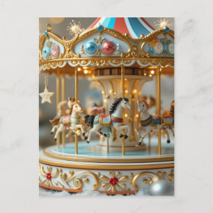 golden glänzendes Karussell Postkarte