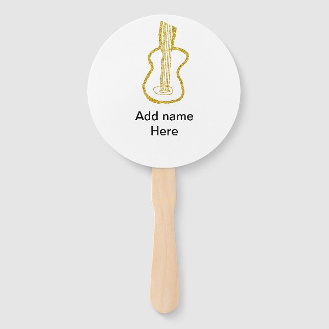 Golden glitter acoustic guitar add name doodle  fächer (Vorderseite)