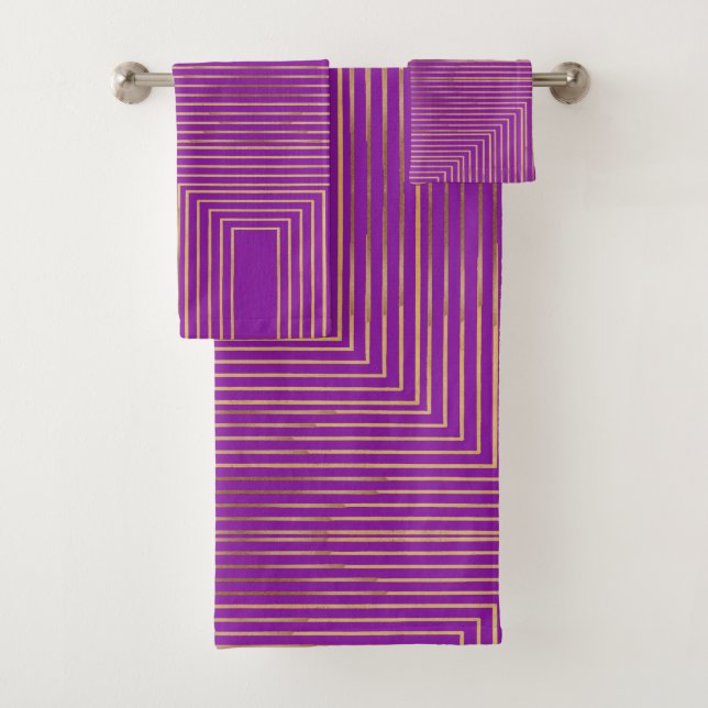 Golden glitter Stripes line art Pattern Badhandtuch Set (Insitu)