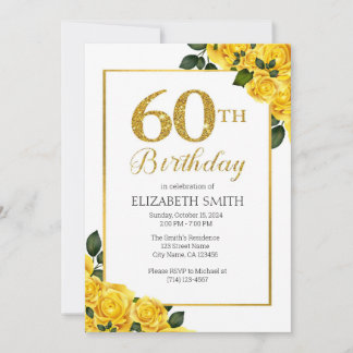 Golden Glitzer 60. Geburtstag Einladung Vorlage