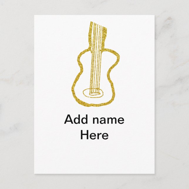 Golden Glitzer akustische Gitarre hinzufügen Name  Postkarte (Vorderseite)
